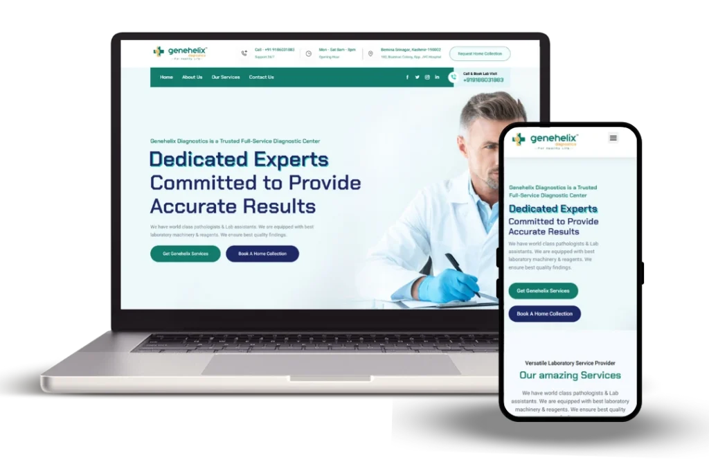 Genehelix Website developed by Nazra Software Solutions